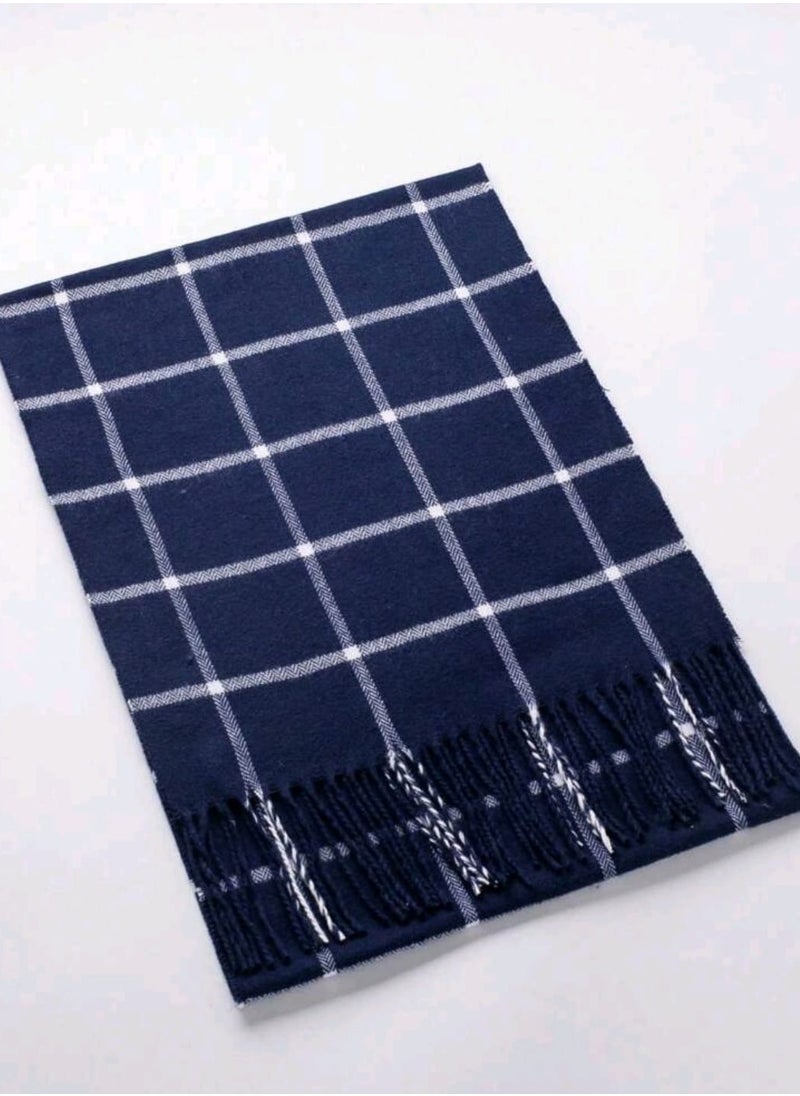 Shein 1pc Unisex Line Plaid Faux Cashmere Neck Warmer, Autumn/Winter Outdoor Decoration Scarf  - Image 2