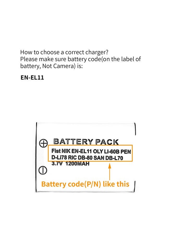 Norifon شاحن USB LCD EN-EL11 لكاميرا نيكون كولبيكس S550، كولبيكس S560 والمزيد، أسود (EN-EL11-L) - Image 3