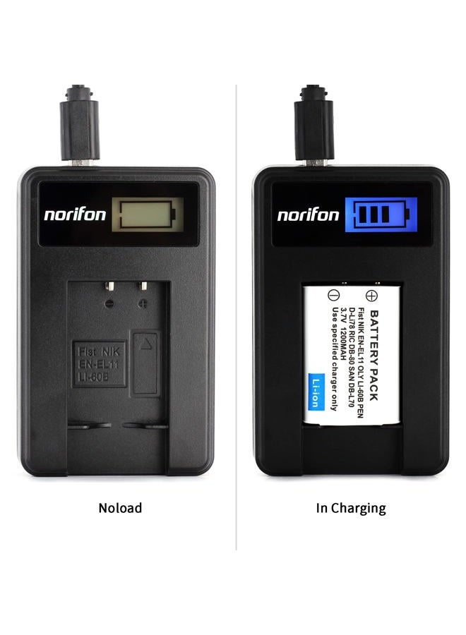 Norifon شاحن USB LCD EN-EL11 لكاميرا نيكون كولبيكس S550، كولبيكس S560 والمزيد، أسود (EN-EL11-L) - Image 4