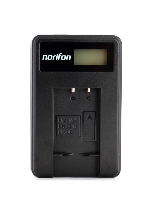 Norifon شاحن USB LCD EN-EL11 لكاميرا نيكون كولبيكس S550، كولبيكس S560 والمزيد، أسود (EN-EL11-L) - Image 1