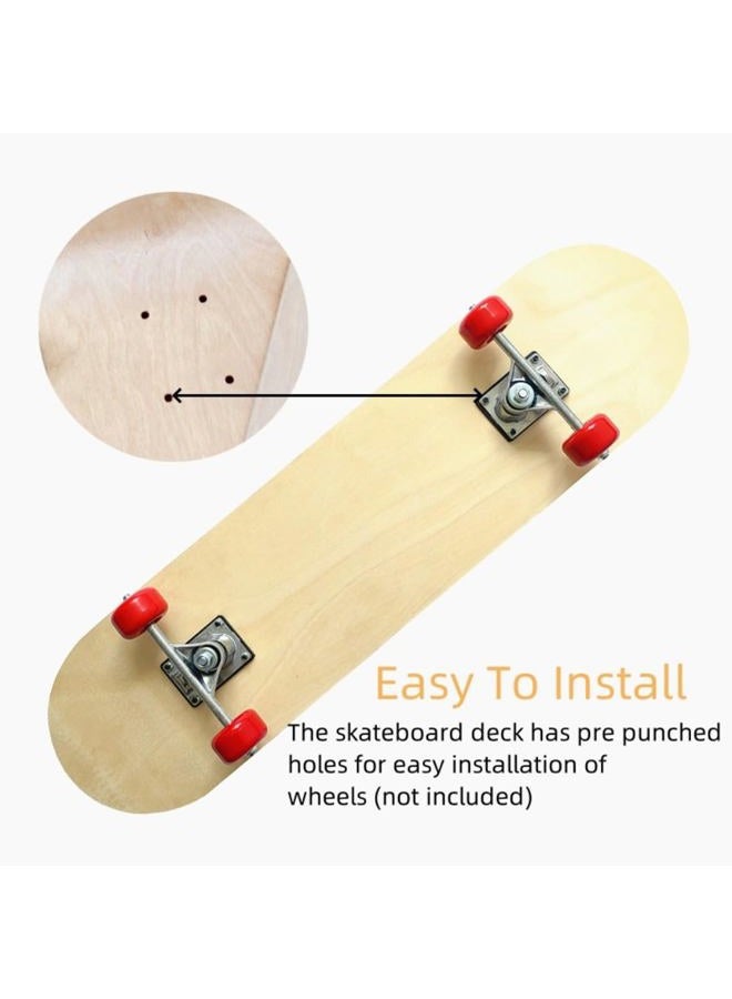 MerciL ألواح تزلج فارغة، 17 × 5 بوصة ألواح خشبية لتزلج DIY فارغة، تزلج جرافيتي للمبتدئين والأطفال، لوح تزلج غير مكتمل ذو طرفين، لوح خفيف للتلوين، بديل للزينة - Image 4