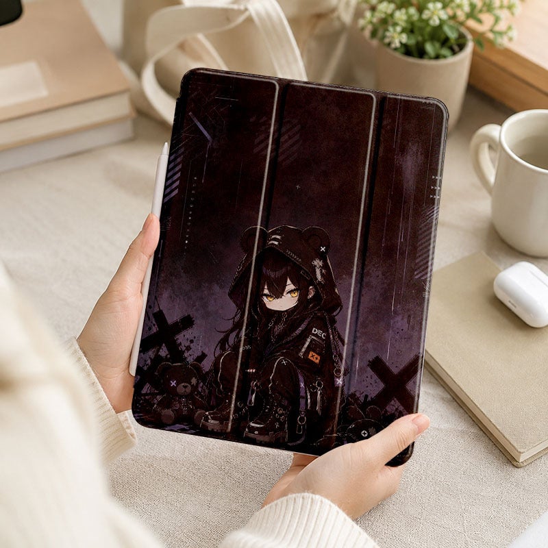 Tablet Case for Samsung Galaxy Tab, Dark Streetwear Bear Hoodie Character, Galaxy Tab Case for S6 S7 S8 S9 S10 Lite FE Plus A8 A9+ A11+, Suitable for 10.4 10.5 11 12.4 inch Clear Shockproof Protective with Stand - Image 5