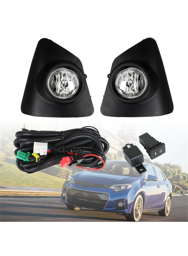Silscvtt 2Pcs Fog Lights Assembly Replacement for 2014 2015 2016 Toyota Corolla S SE Clear Lens with Front Bumper Bezel Wires Switch Bulbs Left+Right Side (Passenger & Driver Side) - Image 1