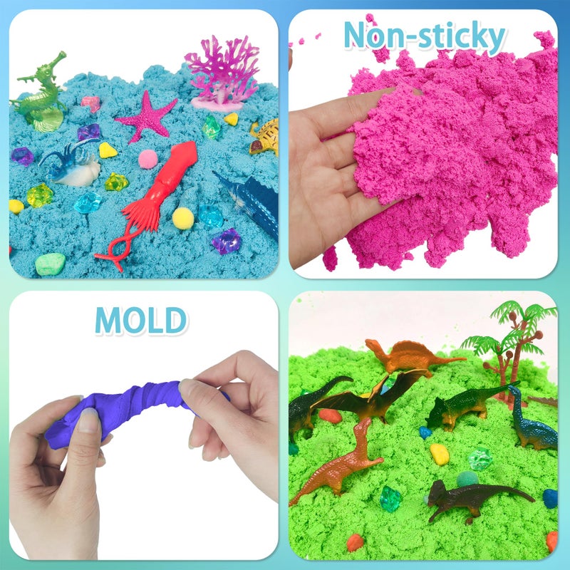 AGENTLAN Dino & Ocean Sensory bin, Dino & Ocean Sensory Toys with Play Sand for Toddlers Boys and Girls,Kids Toys Gift Sand Box for Age 3 4 5 6 7 8 - Image 5