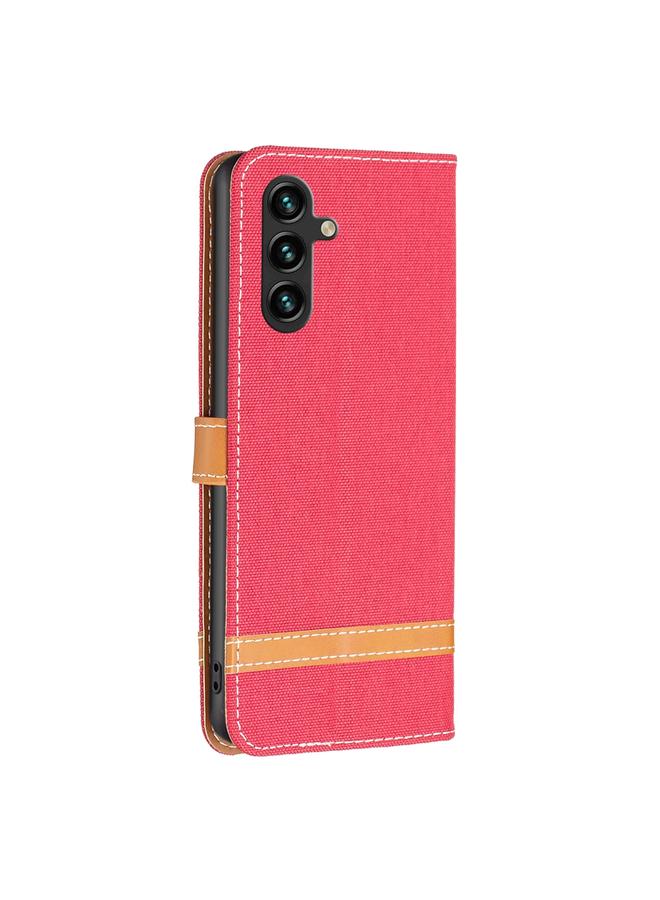 S-TOP Case For Samsung Galaxy A55 Color Block Denim Texture Leather Phone Case - Image 3