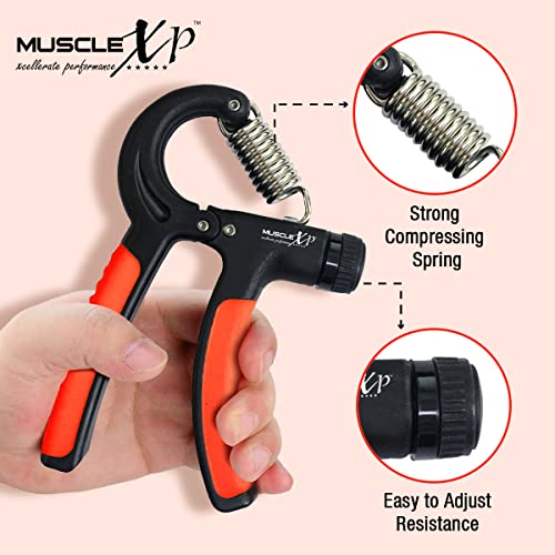 MuscleXP DrFitness+ Hand Grip Exerciser/Strengthener| Strong Compression Spring, Adjustable Hand Grip, Wrist & Hand Grip Strength Workout - Image 4