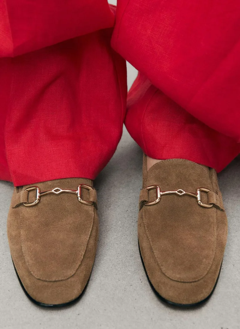 MANGO Suede moccasins with buckle