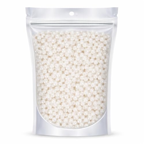 Ambitieux 4mm Pearl Beads for Jewelry Making (3200+ Pcs) | White Glossy Beads for Craft, Bracelet, Decoration & DIY Projects | Premium Finish Beads for Art & Sewing - Image 1