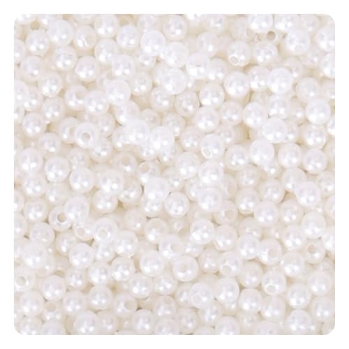 Ambitieux 4mm Pearl Beads for Jewelry Making (3200+ Pcs) | White Glossy Beads for Craft, Bracelet, Decoration & DIY Projects | Premium Finish Beads for Art & Sewing - Image 4