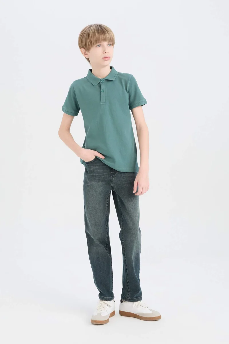 ديفاكتو Boy Basic Pique Short Sleeve Polo T-Shirt