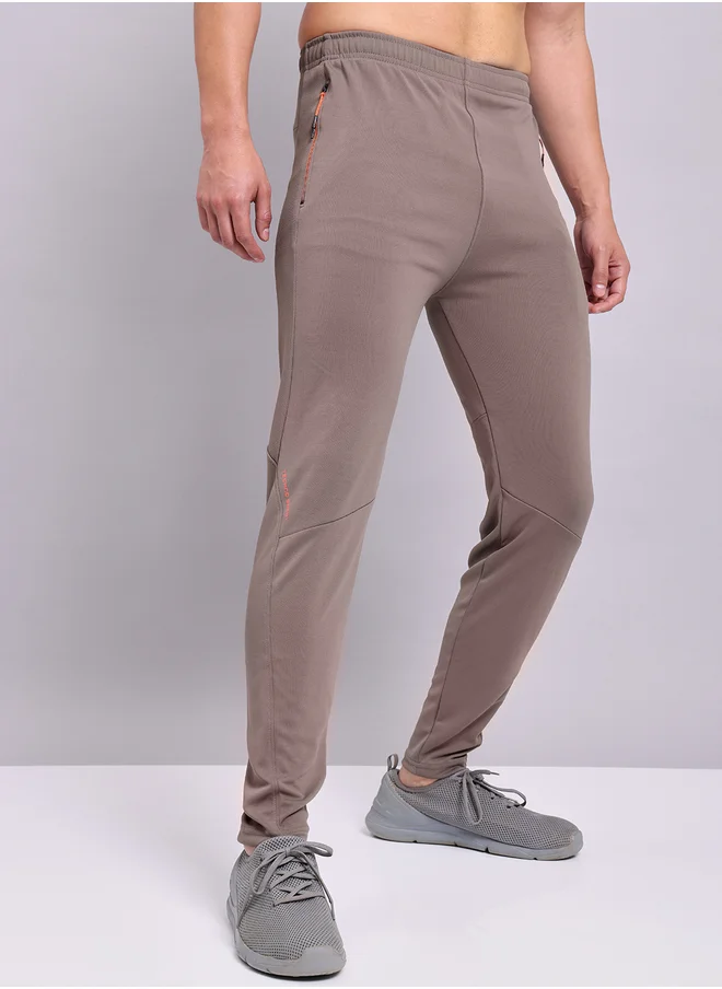 Technosport Men Brown Solid Elasticated Waistband Track Pants