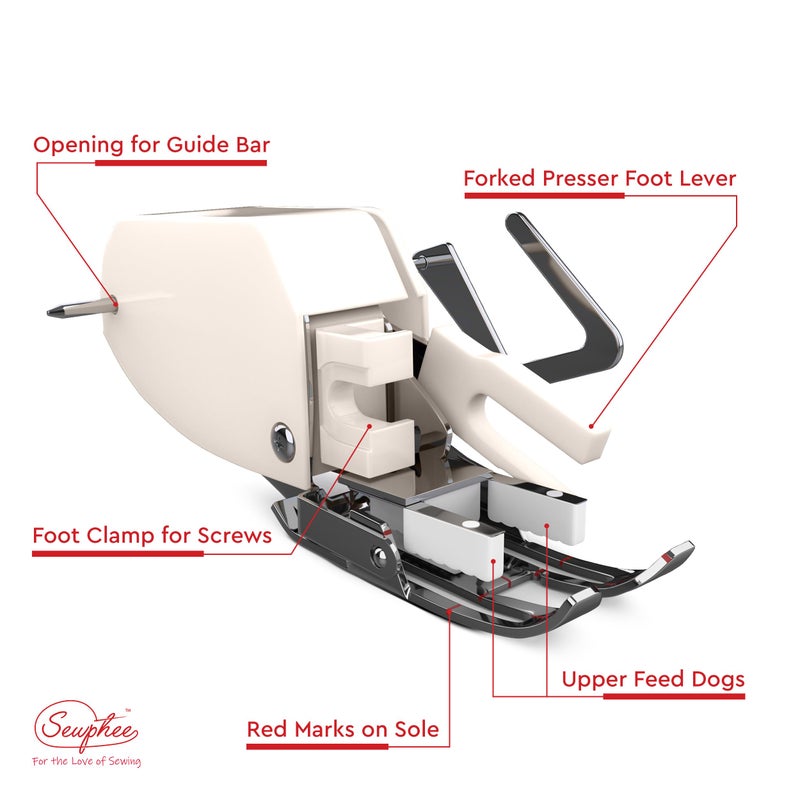 Sewphee 2024 Upgraded Open Toe Walking Foot W/Guide Plus Bonus 1/4" Quilting Foot - Fits Brother, Singer Sewing Machines - Image 3