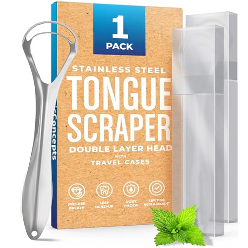 Bennort Tongue Cleaner for Kids & Adults, 1 Pcs Dual Scraping Head Tongue Scraper with Travel Case for Removes Bad Breath & Oral Health Care, Improved Taste Sense,Easy to Use, Silver (1) - Image 1