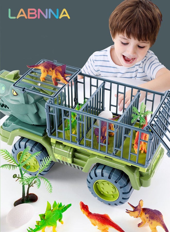 LABNNA Dinosaur Cars Truck Toys for Kids with 15 Dinosaur Figures, 1 Tree 1 Egg, Jurassic Play Set for Boys and Girls Birthday Gift,Dinosaur Transport Car Carrier Truck Toddler Toy - Image 5