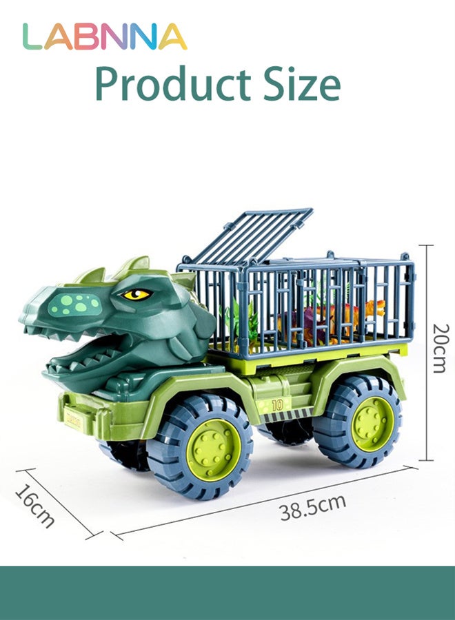 LABNNA Dinosaur Cars Truck Toys for Kids with 15 Dinosaur Figures, 1 Tree 1 Egg, Jurassic Play Set for Boys and Girls Birthday Gift,Dinosaur Transport Car Carrier Truck Toddler Toy - Image 2