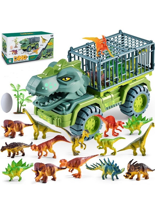 XNC Dinosaur Cars Truck Toys for Kids with 15 Dinosaur Figures, 1 Tree 1 Egg, Jurassic Play Set for Boys and Girls Birthday Gift,Dinosaur Transport Car Carrier Truck Toddler Toy - Image 1
