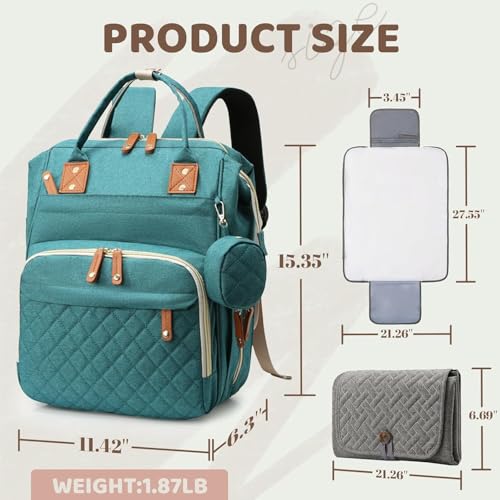 houscly Diaper Bag Backpack for Girls Boys: Green Toddler Diaper Bag with Changing Pad Baby Backpack Diaper Bag for Mon Dad Newborn Mochila Pañaleras Bebe Niña Niño Baby Registry Search Essentials Must Haves - Image 5