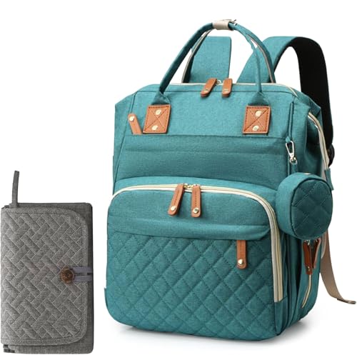 houscly Diaper Bag Backpack for Girls Boys: Green Toddler Diaper Bag with Changing Pad Baby Backpack Diaper Bag for Mon Dad Newborn Mochila Pañaleras Bebe Niña Niño Baby Registry Search Essentials Must Haves - Image 1
