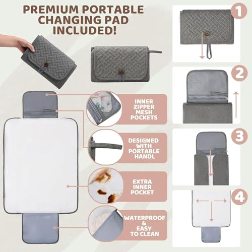 houscly Diaper Bag Backpack for Girls Boys: Green Toddler Diaper Bag with Changing Pad Baby Backpack Diaper Bag for Mon Dad Newborn Mochila Pañaleras Bebe Niña Niño Baby Registry Search Essentials Must Haves - Image 4