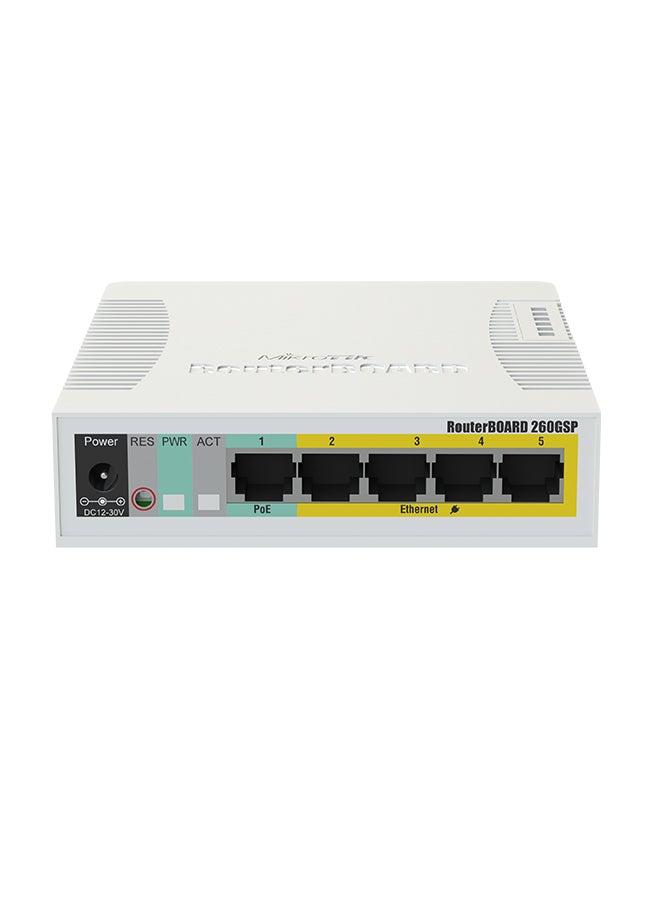 Mikrotik 5-Port Gigabit PoE Out Ethernet Smart Switch With SPF Cage White - Image 1