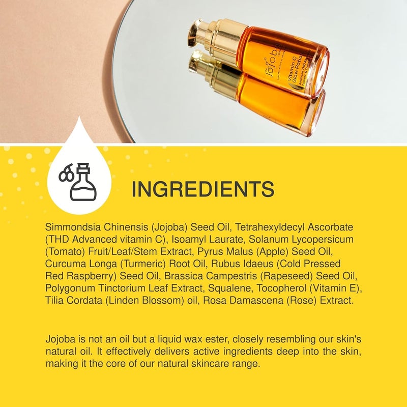 jojoba زيت الوجه بفيتامين C 30 مل - إكسير توهج مضيء مع THD أسكوربات، كركم وزيت طماطم - معزز للبشرة غني بمضادات الأكسدة للإشراق، لون متساوي وملمس ناعم - Image 5