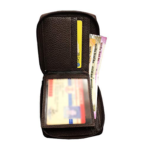 ABYS Genuine Leather Dark Brown Men's Card Holder,7 Slots Card Holder for Women(8549DB) - Image 4