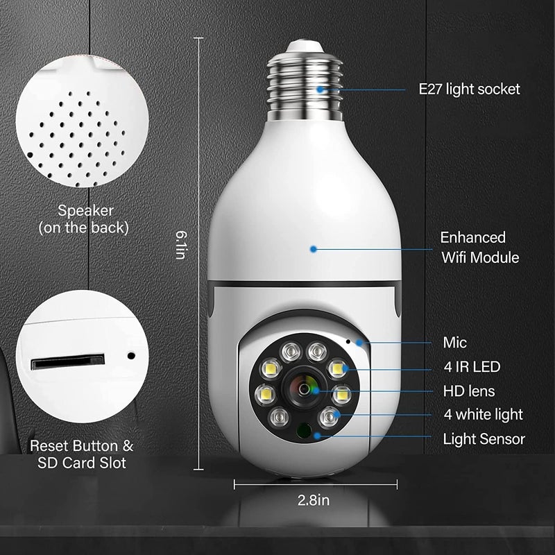SIOVS WiFi Wireless CCTV Camera 1080p Bulb Shape PTZ V380 Pro Security Camera with LED Lights Auto Tracking Motion Detection and Two Way Audio Night Vision Remote Viewing Indoor Camera  - Image 5