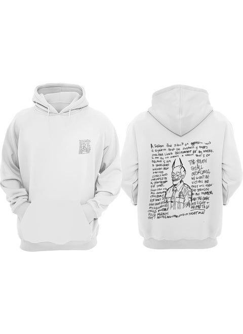 Bad Guys Design Front Back Printed Regular Fit White Sweatshirt
