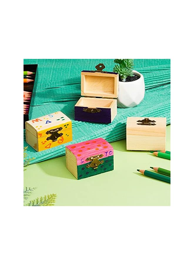 The Bros 10PCS Miniature Wooden Chest, Unfinished Treasure Chest Box Pirate Treasure Box DIY Craft Container Lockable Keepsake Box Party Favor Chest for DIY Crafts Home Decor Props, 2.3 x 1.5 x 1.5 Inch - Image 3