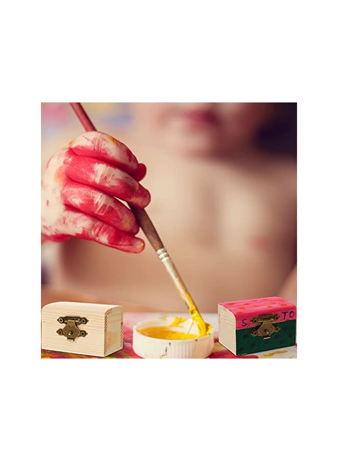 The Bros 10PCS Miniature Wooden Chest, Unfinished Treasure Chest Box Pirate Treasure Box DIY Craft Container Lockable Keepsake Box Party Favor Chest for DIY Crafts Home Decor Props, 2.3 x 1.5 x 1.5 Inch - Image 4