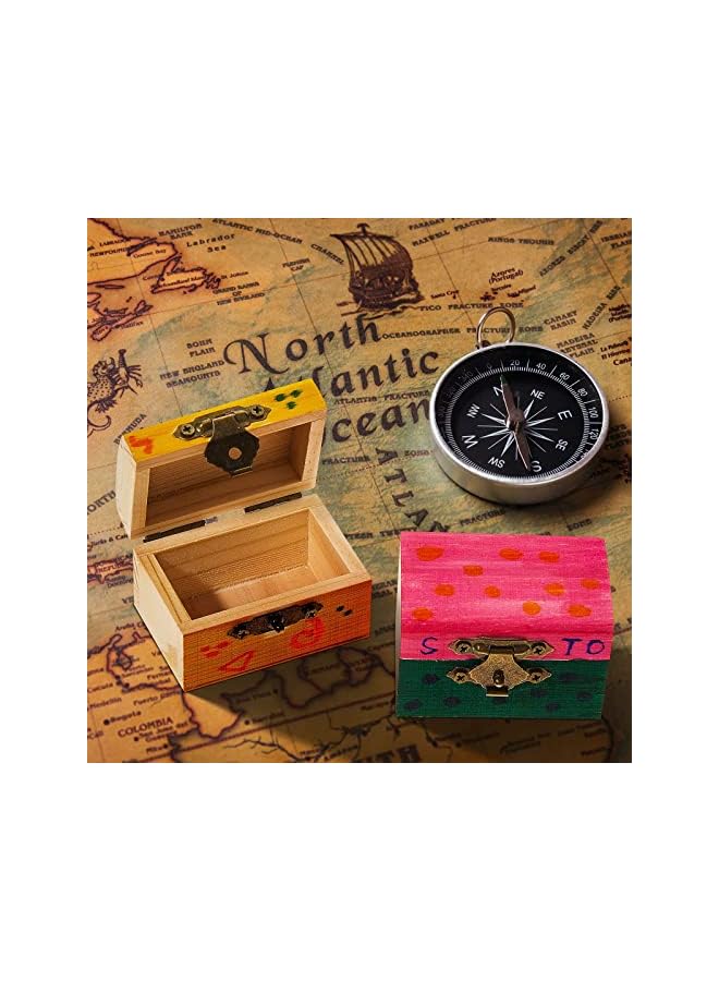 The Bros 10PCS Miniature Wooden Chest, Unfinished Treasure Chest Box Pirate Treasure Box DIY Craft Container Lockable Keepsake Box Party Favor Chest for DIY Crafts Home Decor Props, 2.3 x 1.5 x 1.5 Inch - Image 2