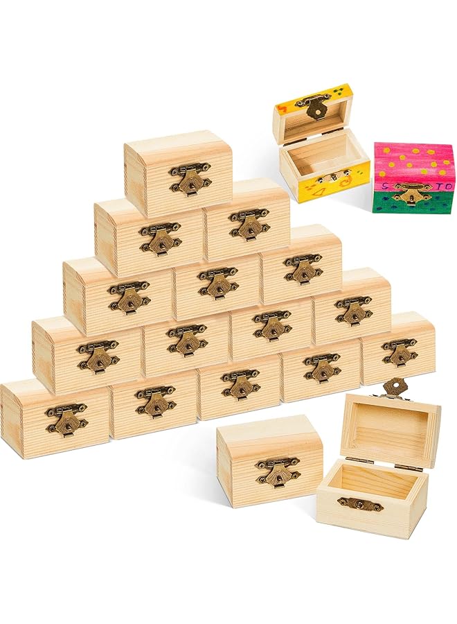 The Bros 10PCS Miniature Wooden Chest, Unfinished Treasure Chest Box Pirate Treasure Box DIY Craft Container Lockable Keepsake Box Party Favor Chest for DIY Crafts Home Decor Props, 2.3 x 1.5 x 1.5 Inch - Image 1