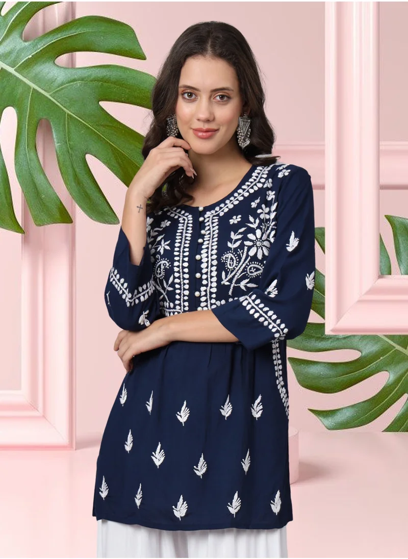 Alaya Women Hand Embroidered Chikankari Rayon Kurti-AL3696