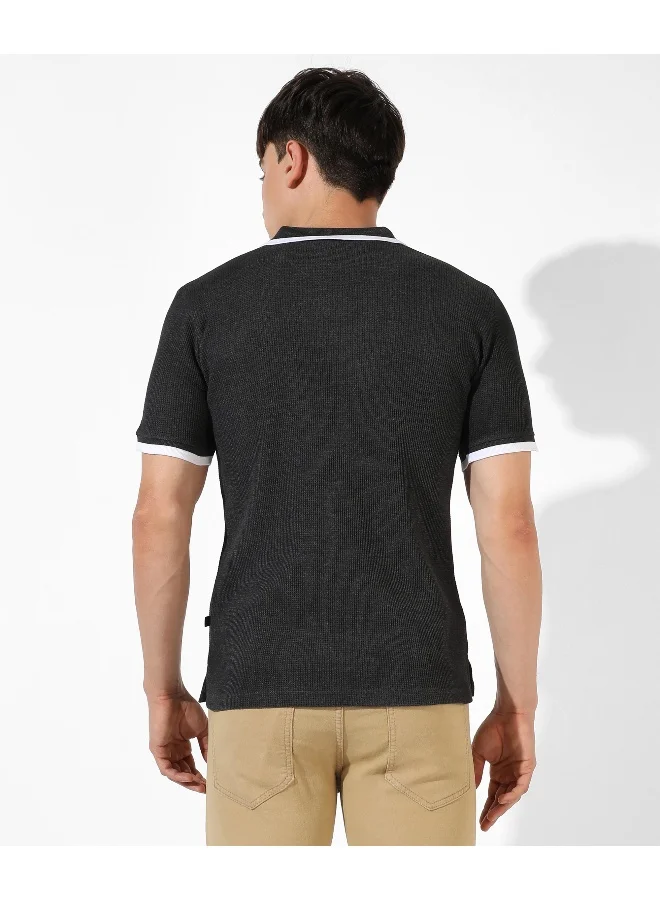 Campus Sutra Men's Solid Charcoal Grey Regular Fit Casual T-Shirt