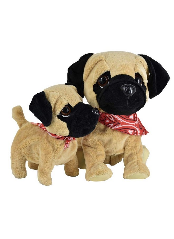 WEofferwhatYOUwant Pug Daddy & Pug Puppy - Plush Electronic Toy Dogs - Touch And Sound, Plays Tricks, Barks, And Cuddles. Enjoy Both Pugs Together. Ages 18 Months And Older  - Image 1