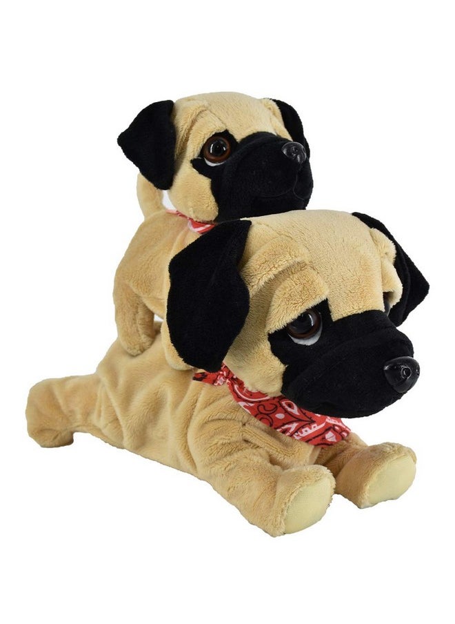 WEofferwhatYOUwant Pug Daddy & Pug Puppy - Plush Electronic Toy Dogs - Touch And Sound, Plays Tricks, Barks, And Cuddles. Enjoy Both Pugs Together. Ages 18 Months And Older  - Image 3