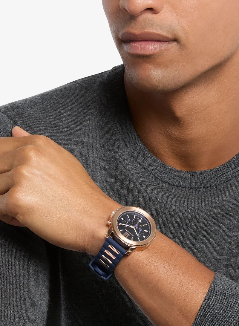 مايكل كورس Gold-Plated Silicone Strap Analog Watch