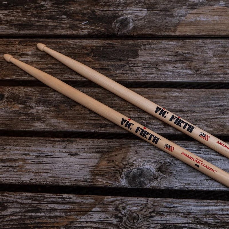 Vic Firth American Classic 5B Wood-Tipped Drumsticks - 3-Pack Bundle with Austin Bazaar Polishing Cloth - Image 2