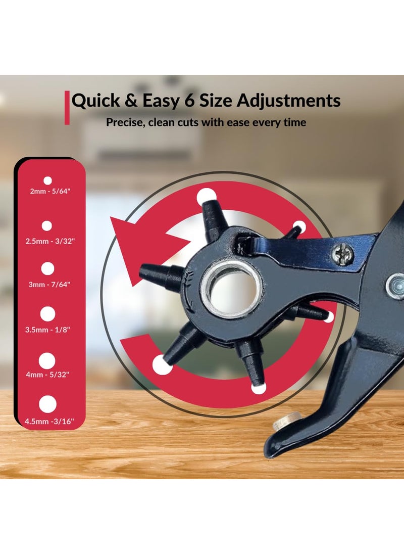 Caneuf Caneuf Revolving Leather Belt Hole Punch Plier MultiTool Manual Punch Maker for Belts Watch Bands Bags Dog Collars Holes Punching Machine  - Image 2