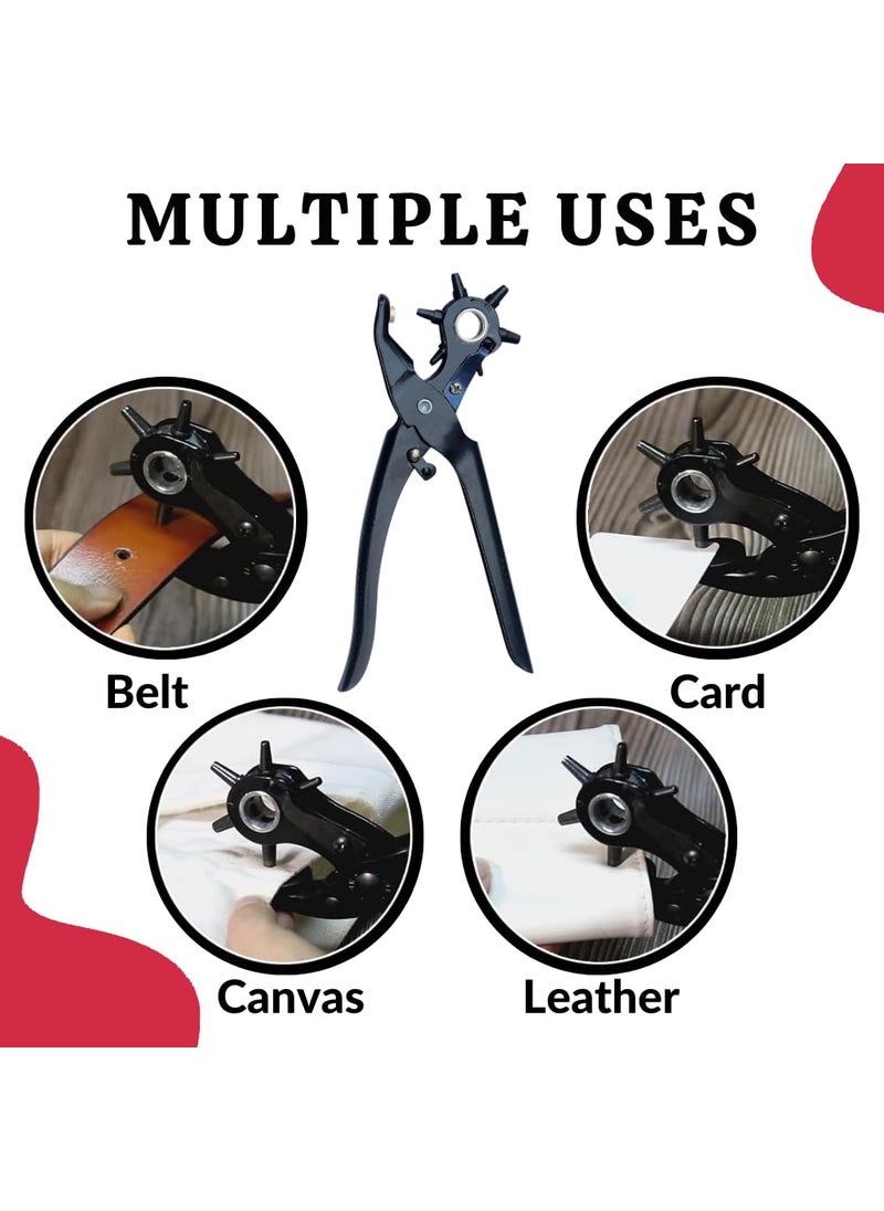Caneuf Caneuf Revolving Leather Belt Hole Punch Plier MultiTool Manual Punch Maker for Belts Watch Bands Bags Dog Collars Holes Punching Machine  - Image 4
