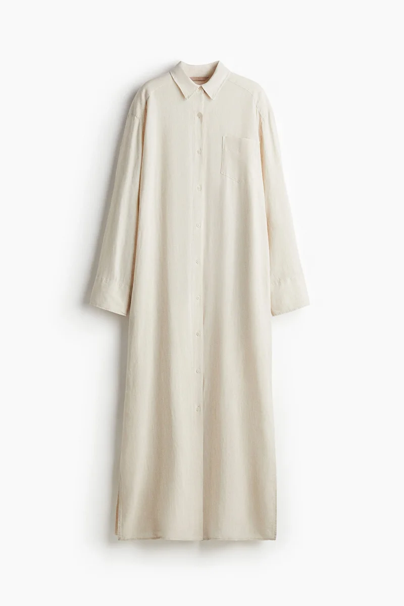 H&M  Linen-blend shirt dress for Women | Best Price UAE