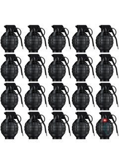 20 Pcs Plastic Hand Grenades With Realistic Sound Effects And Flashing Light Toy Grenades Fake Grenade Military Toys For Kids Pretend Army Role Play Prop Black