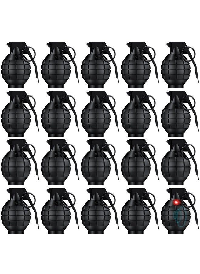Sratte - 20 Pcs Plastic Hand Grenades With Realistic Sound Effects And Flashing Light Toy Grenades Fake Grenade Military Toys For Kids Pretend Army Role Play Prop Black - Image 1