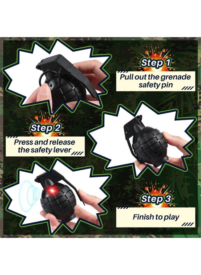 Sratte - 20 Pcs Plastic Hand Grenades With Realistic Sound Effects And Flashing Light Toy Grenades Fake Grenade Military Toys For Kids Pretend Army Role Play Prop Black - Image 1