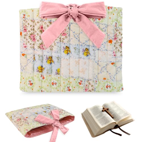 EHZYP Bible Cover Case for Women,Large Bible Tote Bags for Women Organizer Quilted Bible Carrying Case(new) (Splicing Flower) - Image 1