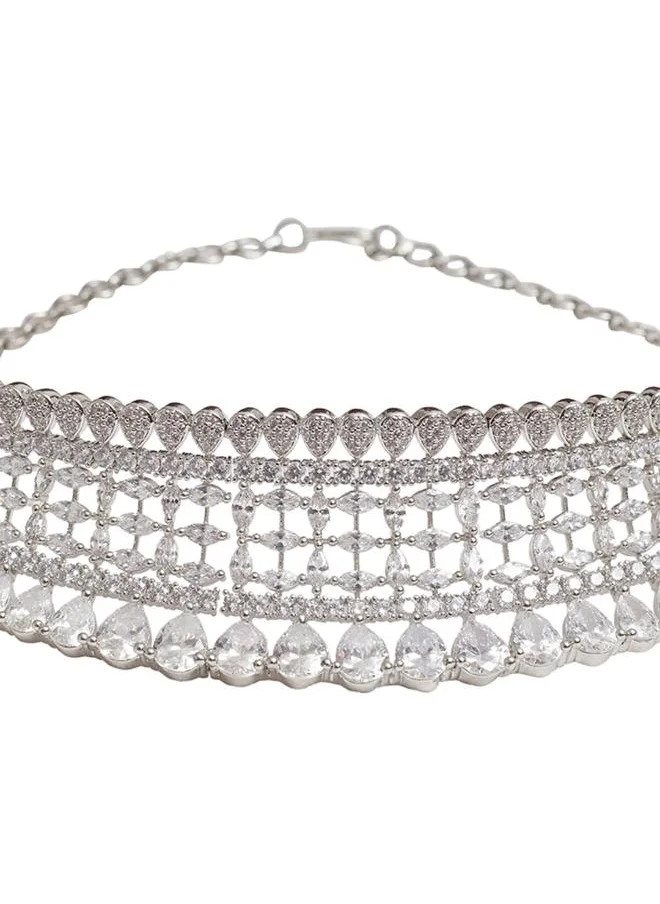 فويلا CZ Elegance Silver Plated Shiny Necklace Set