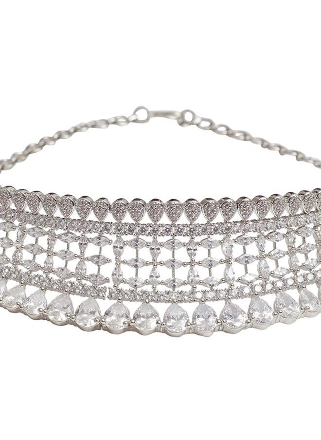 VOYLLA CZ Elegance Silver Plated Shiny Necklace Set  - Image 3