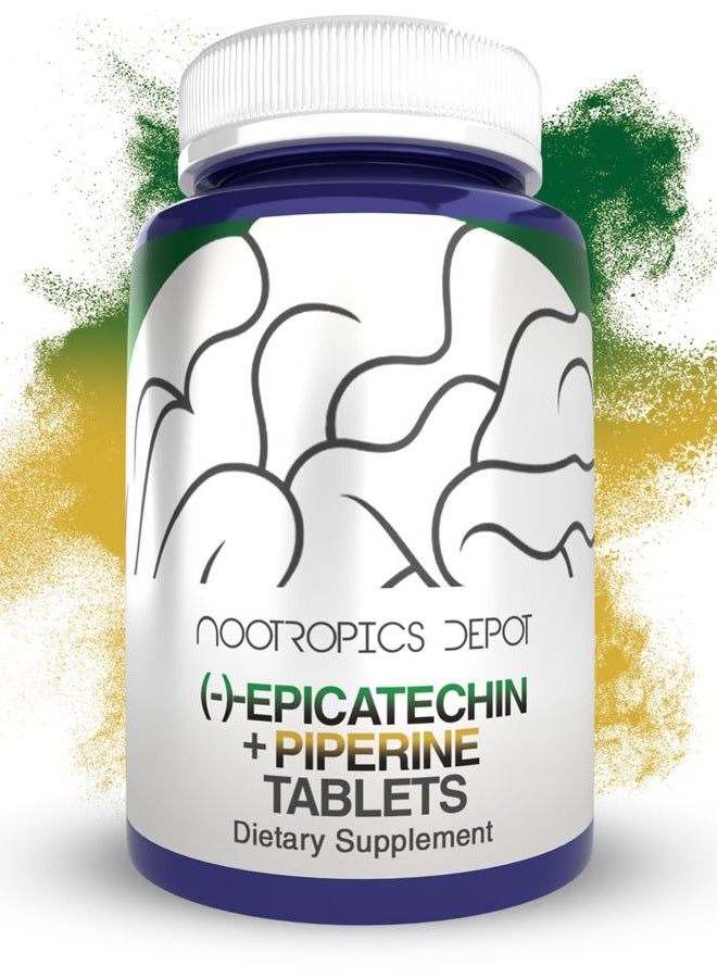 Nootropics Depot Epicatechin Tablets | 200mg (−)−Epicatechin + 6mg Piperine for Bioavailability | Green Tea Extract | Promotes Muscle Mass, Cardiovascular Health, and Energy | 90 Count - Image 1