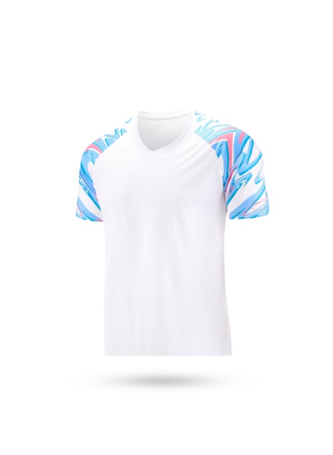 H PRO HM Sports  Custom Soccer Training Jerseys| White/Blue| Team Uniforms Personalized Name and Number Logo - Image 1