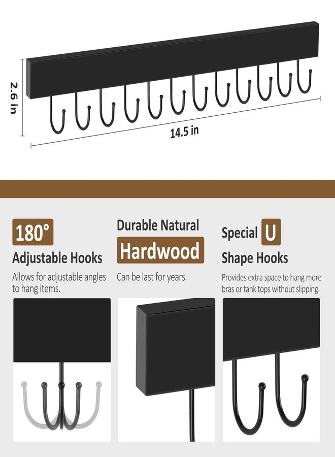 ZEDODIER 2 Pack Necklace Organizer Wall Mount, Wooden Jewelry Hanger Necklace Holder with 24 Hooks,Hanging Jewelry Organizer, Black - Image 4